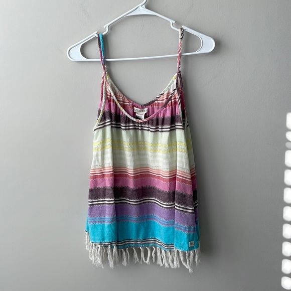 Billabong Tops - Billabong striped cotton fringed tank top women size large